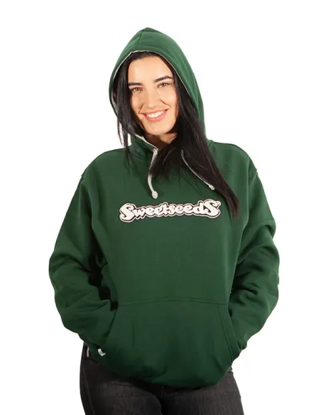 Sudadera capucha verde relieve Logo letras